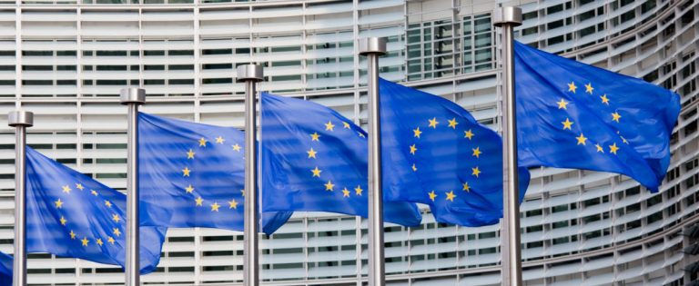 European flags in Brussels